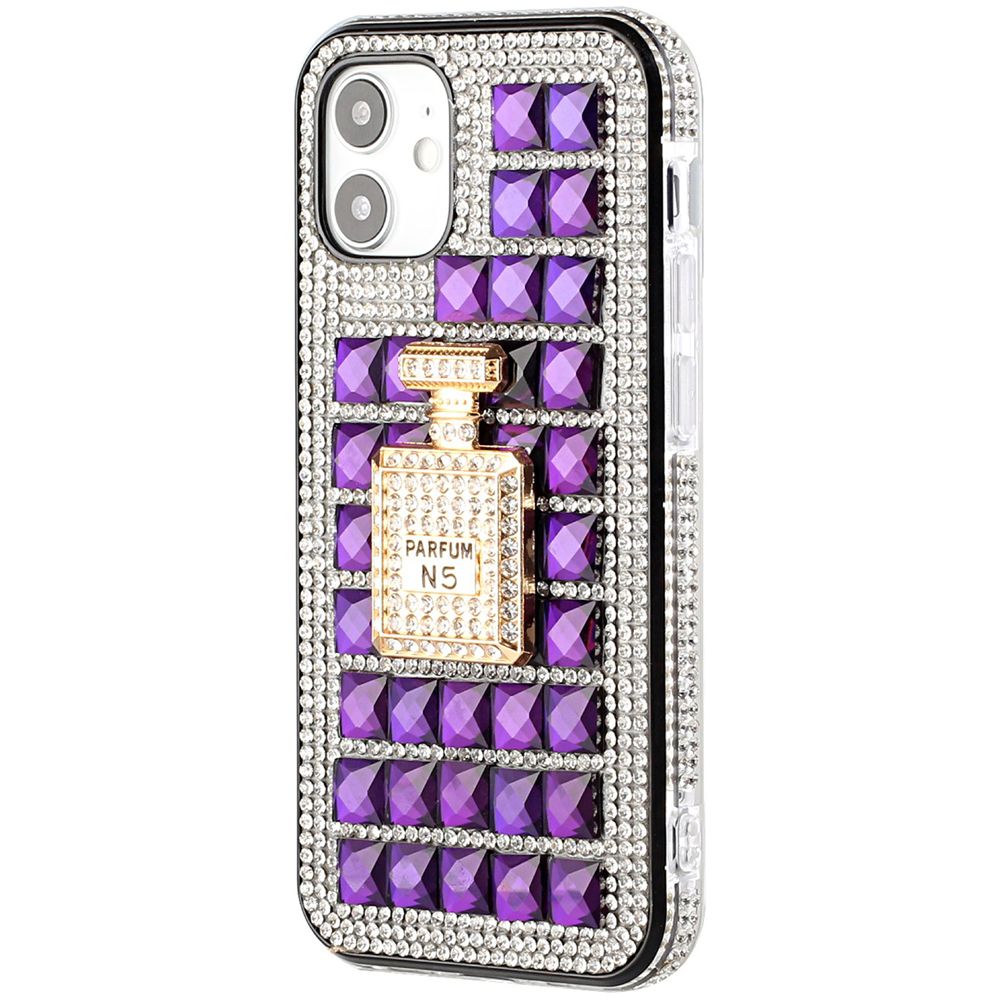 For Apple iPhone 12 Pro Max (6.7") Fashion Luxury 3D Bling Diamonds Rhinestone Jeweled Ornament Shiny Crystal Hybrid Hard  Phone Case Cover