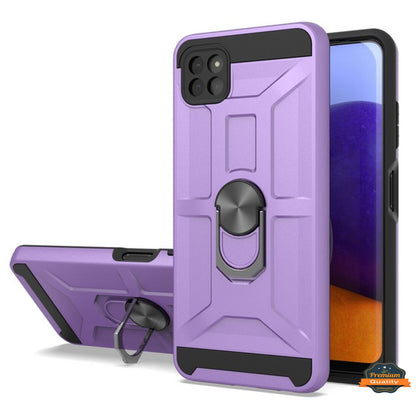 For Samsung Galaxy A22 5G Hybrid Ring Stand [360° Rotatable Ring Holder Magnetic Kickstand] Armor Shockproof Rubber TPU Hard  Phone Case Cover