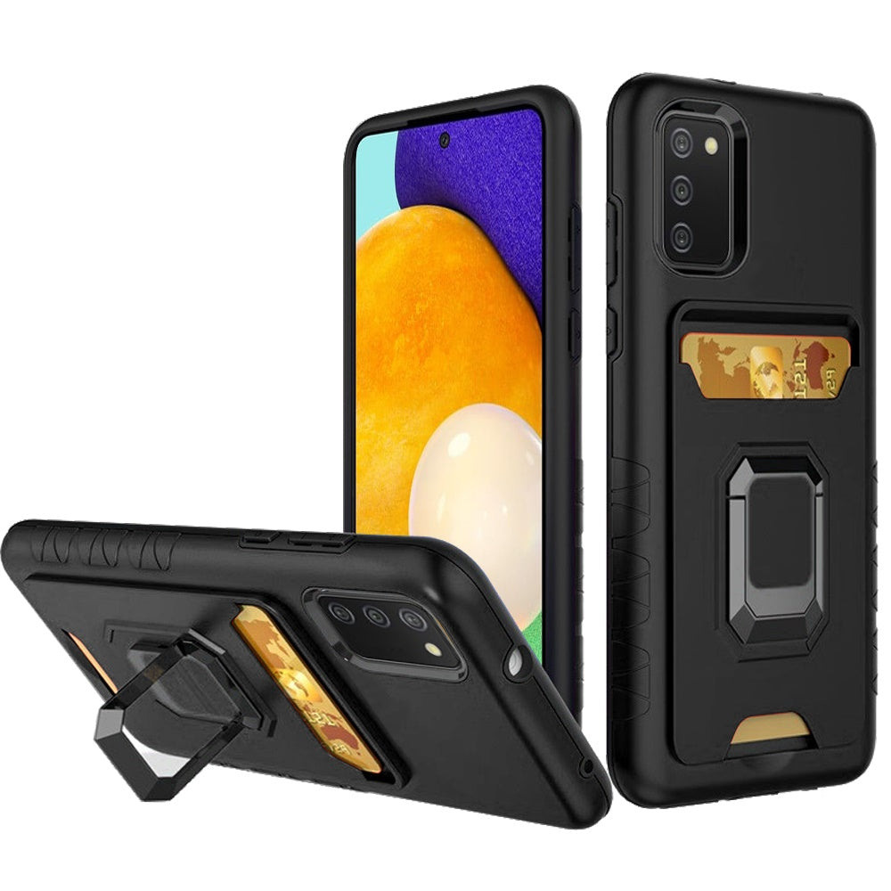 For Samsung Galaxy A03S Wallet Case Designed with Credit Card Slot Holder & Magnetic Stand Kickstand Ring Heavy Duty Hybrid Armor  Phone Case Cover