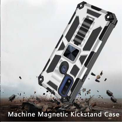 For Motorola Moto G Pure Heavy Duty Stand Hybrid Shockproof [Military Grade] Rugged Protective with Built-in Kickstand Fit Magnetic Car Mount Silver Phone Case Cover