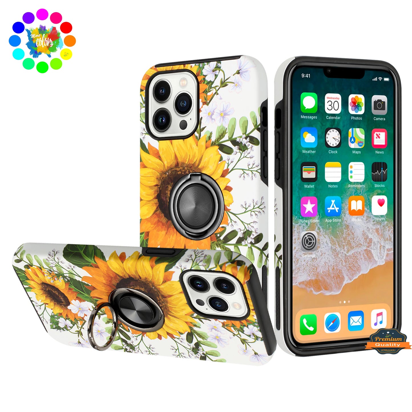 For Apple iPhone 14 /Plus Pro Max Fashion Pattern Design Magnetic Ring Stand Hybrid TPU Hard Back Shockproof  Phone Case Cover