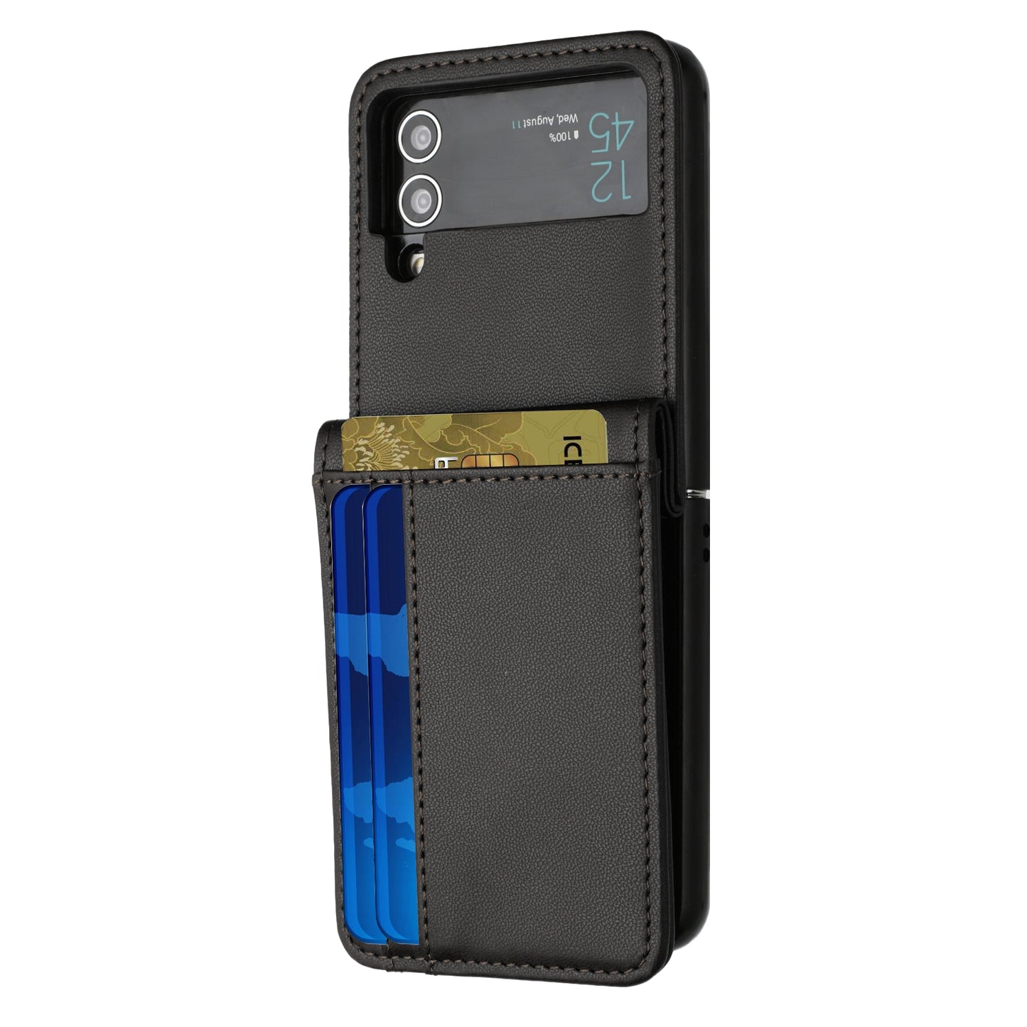 For Samsung Galaxy Z Flip 4 5G Wallet Back Storage PU Leather with Credit Card Slot Pocket Hybrid Protective  Phone Case Cover