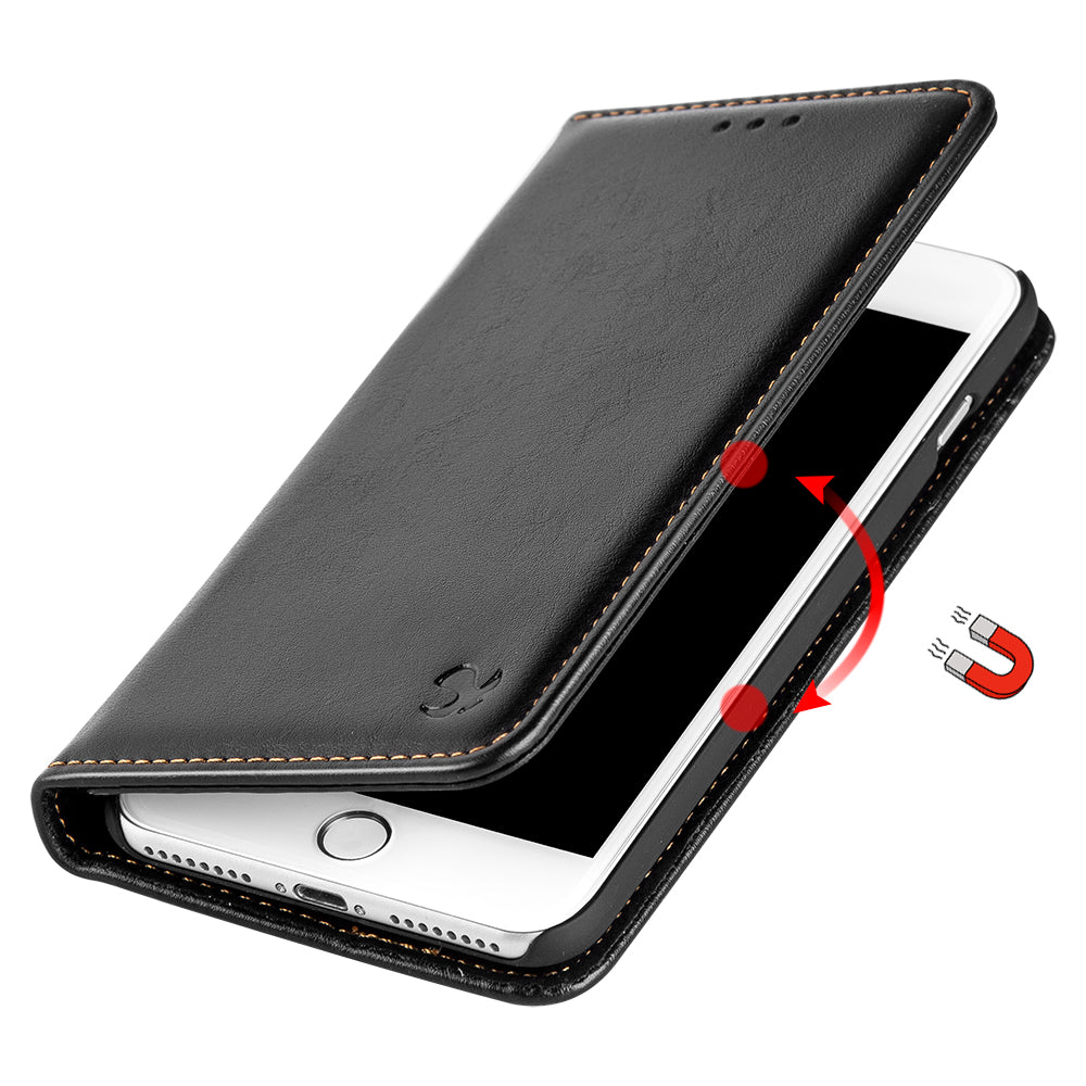 For Apple iPhone SE 3 (2022) Luxury PU Leather Wallet Pouch Magnetic Detachable with Credit Card Slots Removable Flip Kickstand Black Phone Case Cover