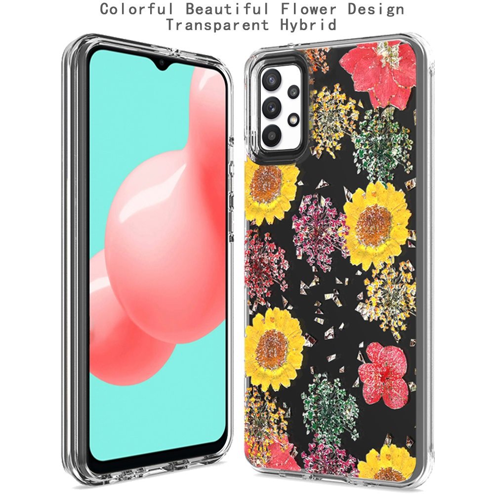 For Motorola Moto G Power 2022 (6.5") Glitter Floral Print Pattern Clear Design Shockproof Hybrid Fashion Sparkle Rubber TPU  Phone Case Cover