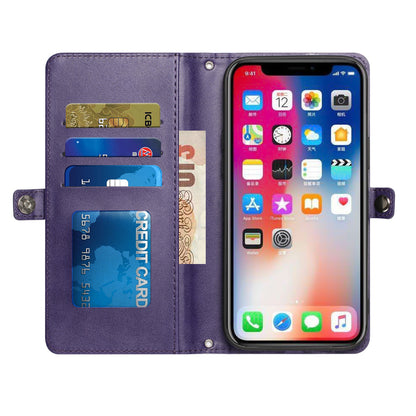 For Motorola Edge+ /Edge Plus 2022 ID Cash Credit Card Slots Holder Carrying Pouch Folio Flip PU Leather Lanyard & Stand Purple Phone Case Cover