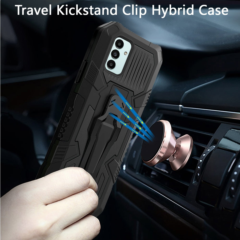 For Samsung Galaxy A13 5G Rugged Heavy Duty Dual Layers Hybrid Shockproof Protective Shell Built in Metal Clip Holder & Kickstand  Phone Case Cover