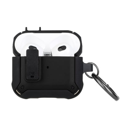 For Apple AirPods 3 (2021) Premium Ultra ShockProof Hybrid With Metal Hook Carabiner & Switch Closure Full-Body Rugged Protective  Phone Case Cover