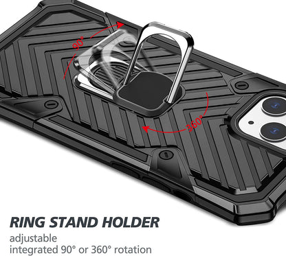 For Apple iPhone 13 (6.1") Stand Ring Holder Finger Loop with Magnetic Grip Kickstand Hybrid Shockproof Armor Hard  Phone Case Cover