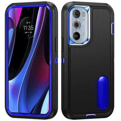 For Motorola Edge+ 2022 /Edge Plus Hybrid 3 Layers 3in1 Hard PC Shockproof with Kickstand Heavy Duty Rubber Anti-Drop  Phone Case Cover