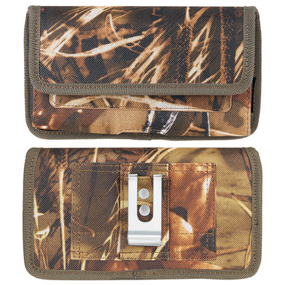 Universal Horizontal Nylon Cell Phone Holster Case with Dual Credit Card Slots, Belt Clip Pouch and Belt Loop for Apple iPhone Samsung Galaxy LG Moto All Mobile phones Size 6.3" Universal Nylon [Camo Print]