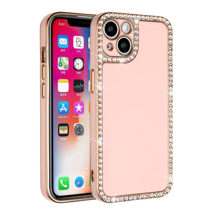 For Apple iPhone 8 Plus/7 Plus/6 6S Plus All Around 3D Diamonds Rhinestone Chrome Frame TPU Shiny Bling Glitter  Phone Case Cover