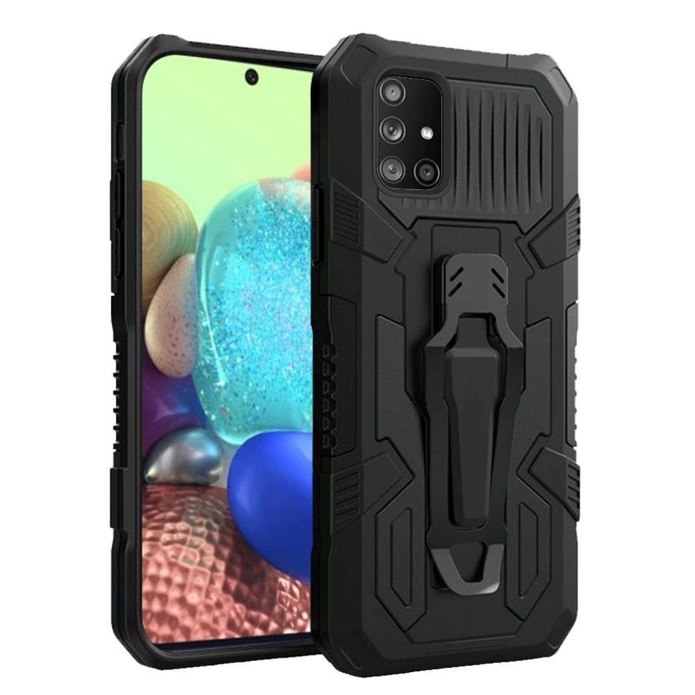 For Samsung Galaxy A71 5G Rugged Heavy Duty Dual Layers Hybrid Shockproof Shell with Built in Metal Clip Holder & Kickstand  Phone Case Cover