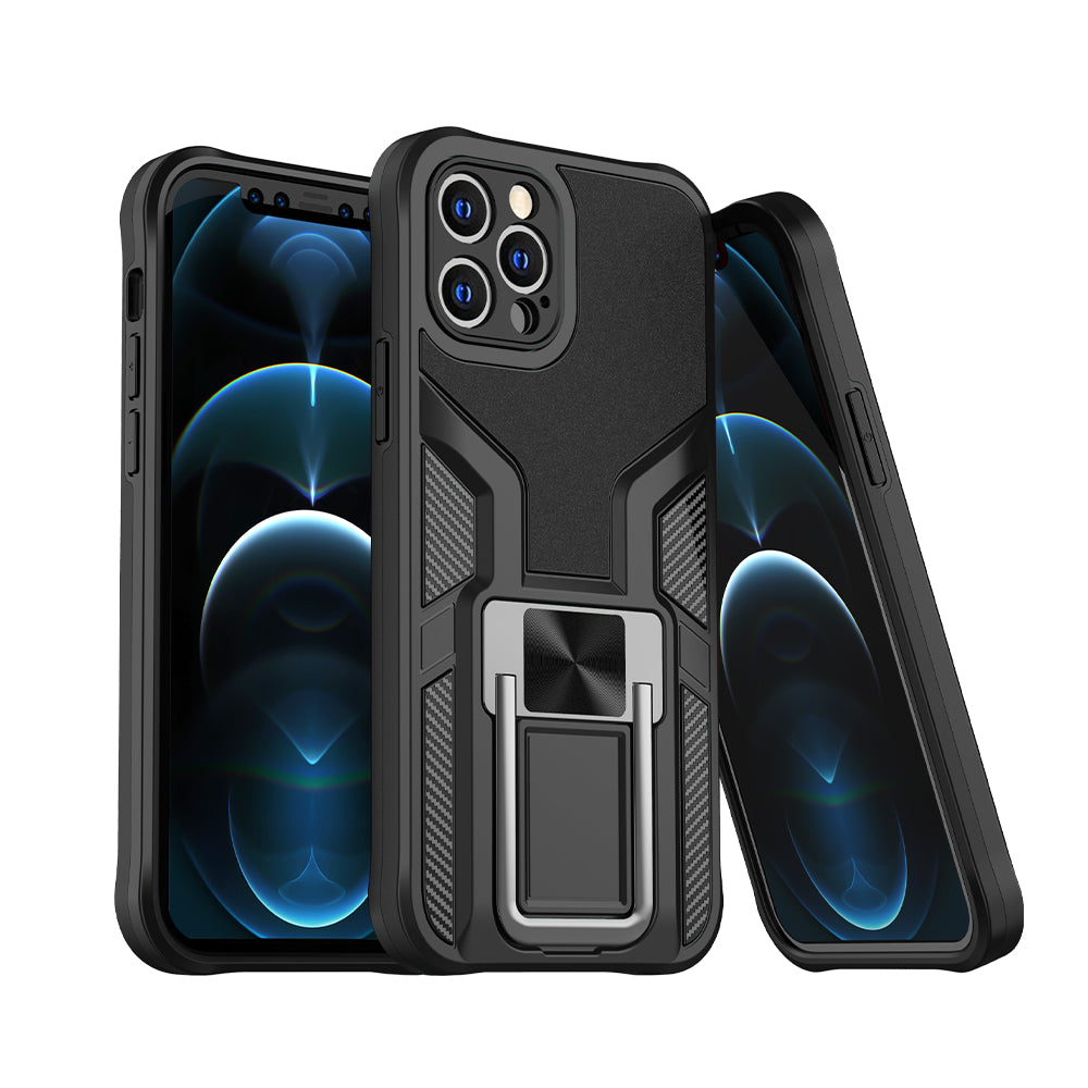 For Samsung Galaxy S21 Ultra Shockproof [Military-Grade] with Metal Magnetic Kickstand, Hybrid Rugged TPU Heavy Duty Black Phone Case Cover