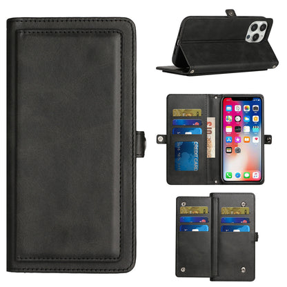 For Samsung Galaxy S22 Ultra Luxury 9 ID Cash Credit Card Slots Holder Carrying Pouch Folio Flip PU Leather Lanyard & Stand  Phone Case Cover