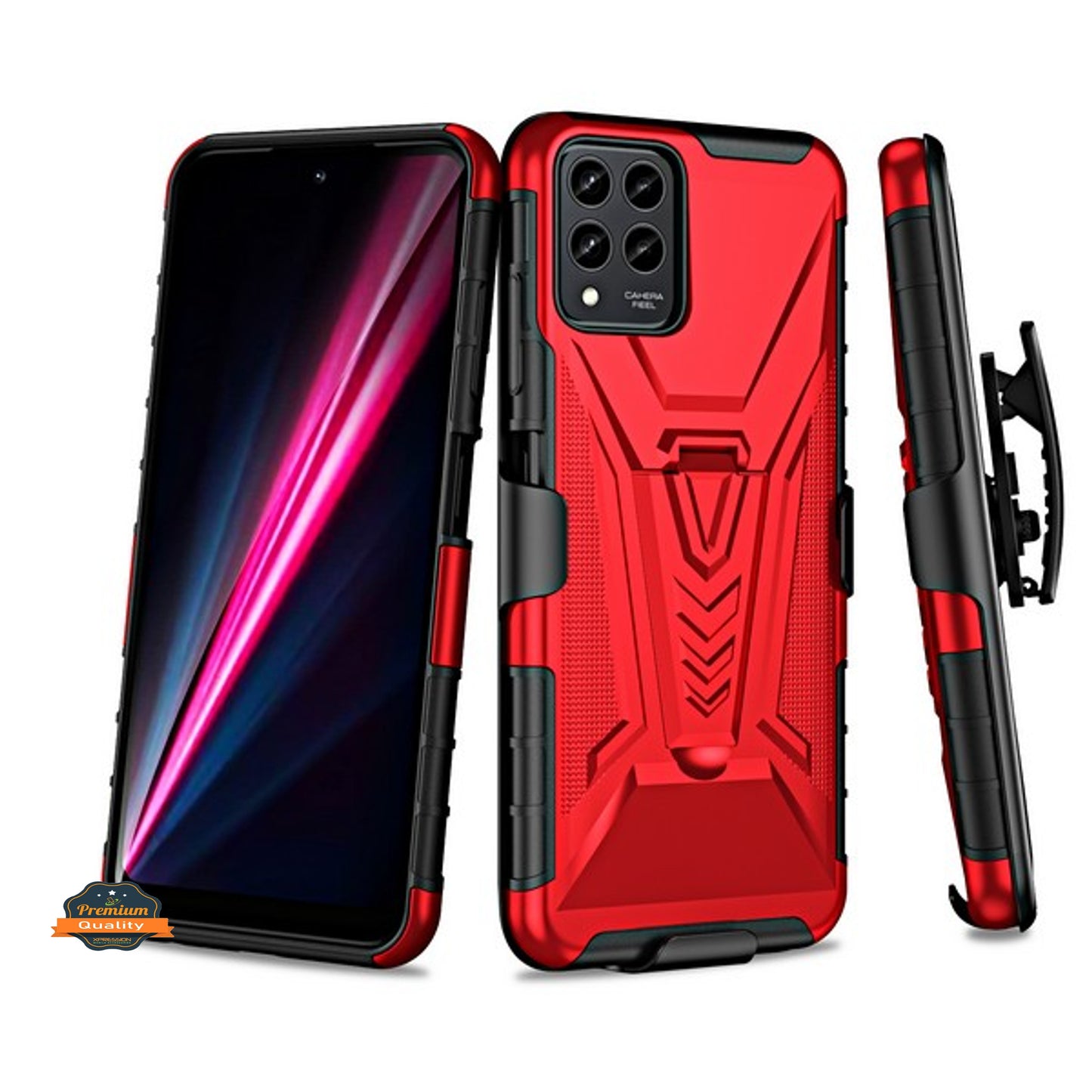 For T-Mobile Revvl 6 Pro 5G /Revvl 6 5G Swivel Belt Clip Holster with Built-in Kickstand, Heavy Duty Hybrid 3in1 Shockproof  Phone Case Cover