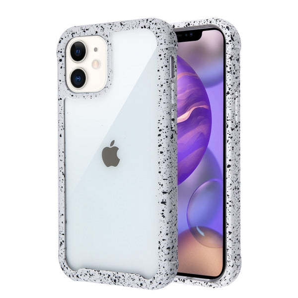 For Apple iPhone 12 Mini (5.4) Clear Rugged Hybrid Full Body Protective Shockproof Hard Back Dual Layer Bumper Clear White Phone Case Cover