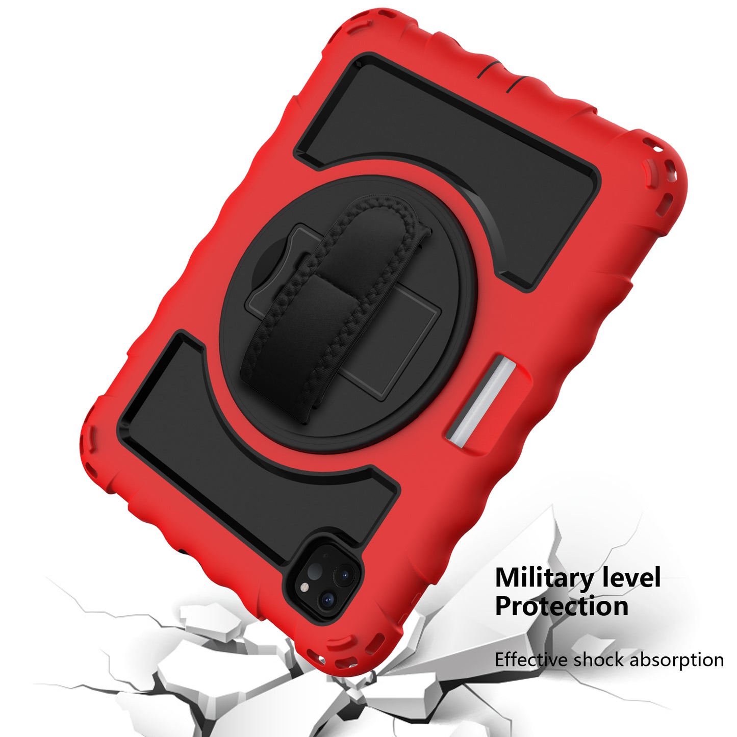 Case for Apple iPad Air 4 / iPad Air 5 / iPad Pro (11 inch) Hybrid 3in1 Armor Rugged with Built-in Kickstand 360° Rotatable Stand & Shoulder Hand Strap Corner Shockproof Red Tablet Cover