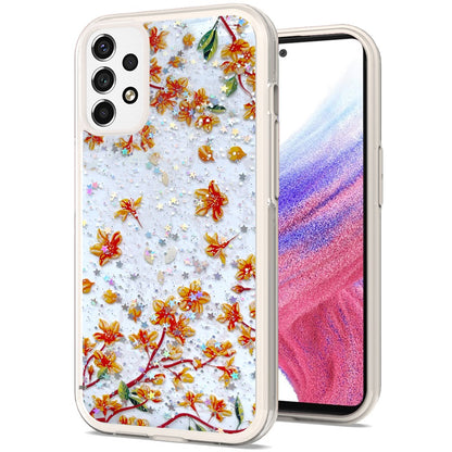 For Samsung Galaxy S22 Ultra Sakura Spring Flowers Design Colorful Frame Hybrid Rubber TPU Hard PC Shockproof Slim  Phone Case Cover