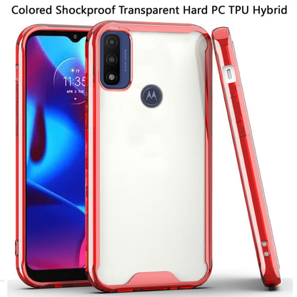 For Motorola Moto G Pure Colored Shockproof Transparent Hard PC + Rubber TPU Hybrid Bumper Shell Thin Slim Protective  Phone Case Cover