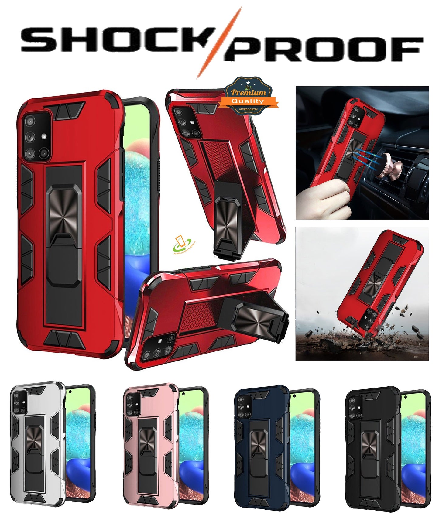 For Samsung Galaxy A71 5G Hybrid Cases with Built-in Slide Kickstand Stand Holder Full Body Heavy Duty Rugged Military Grade  Phone Case Cover