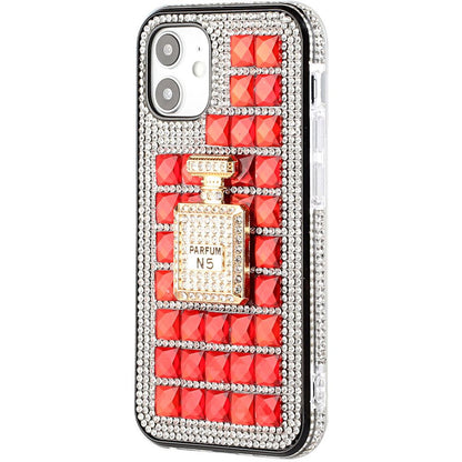 For Apple iPhone 11 (6.1") Fashion Luxury 3D Bling Diamonds Rhinestone Jeweled Ornament Shiny Crystal Hybrid TPU Hard  Phone Case Cover