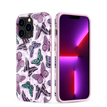 For Apple iPhone 11 (6.1") Pattern Stylish Fashion Design Hybrid Rubber TPU Hard PC Shockproof Armor Slim Fit Purple Butterfly Phone Case Cover