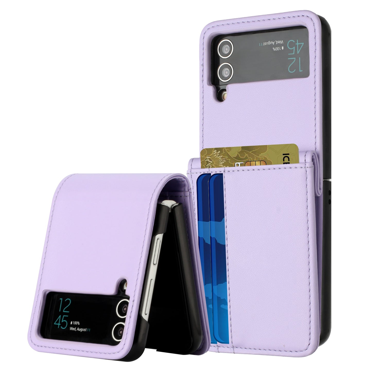 For Samsung Galaxy Z Flip 4 5G Wallet Back Storage PU Leather with Credit Card Slot Pocket Hybrid Protective  Phone Case Cover