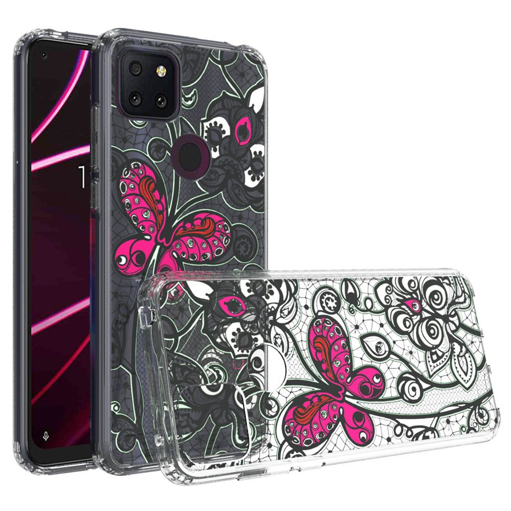 For Nokia C200 Pattern Fashion Design Ultra Thin Clear Hybrid Rubber Gummy TPU Grip + Hard PC Back Shockproof  Phone Case Cover