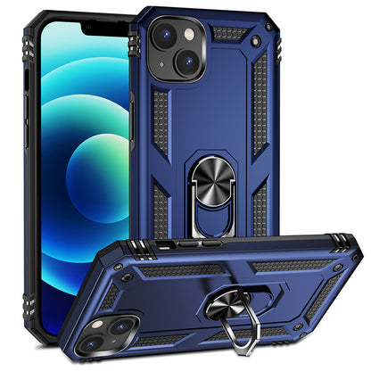 For Apple iPhone 14 Plus (6.7") Military Grade Heavy Duty Armor Hybrid with Ring Kickstand Finger Loop Stand  Phone Case Cover