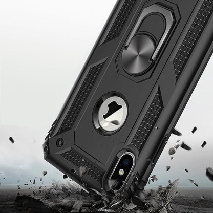 For Apple iPhone XR Military Grade Rugged Dual Layers Hard PC + TPU Shockproof Hybrid Protection with Ring Kickstand  Phone Case Cover