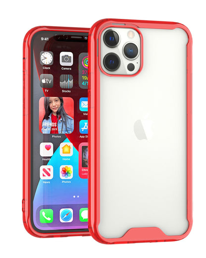 For Apple iPhone 13 Pro (6.1") Colored Shockproof Transparent Hard PC + Rubber TPU Hybrid Bumper Shell Thin Slim Protective  Phone Case Cover