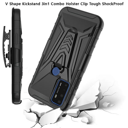 For Cricket Dream 5G 3 in 1 Rugged Swivel Belt Clip Holster Heavy Duty Tuff Hybrid Armor Rubber TPU with Kickstand Stand  Phone Case Cover