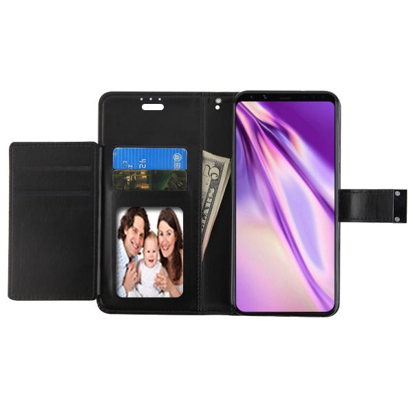 For Google Pixel 4 XL PU Leather Wallet with Credit Card Holder Storage Folio Flip Pouch Stand Black Phone Case Cover