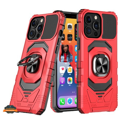 For Apple iPhone 14 Plus (6.7") Armor Hybrid Stand Ring TPU Rugged Protective [Military-Grade] Magnetic Car Ring Holder  Phone Case Cover