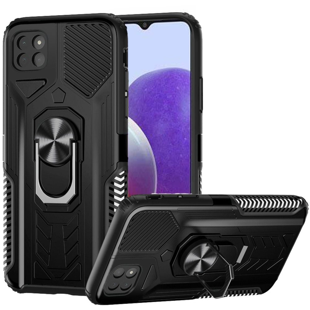 For Boost Mobile Celero 5G Military Grade Hybrid Heavy Duty 2 in 1 Protective Hard PC and Soft Silicone with Ring Stand Holder  Phone Case Cover