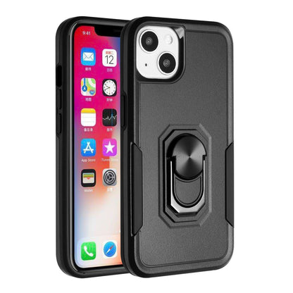 For Samsung Galaxy S10 Hybrid Tough Strong Dual Layer Hard PC TPU with Flat Magnetic Ring Kickstand Heavy-Duty Armor Black Phone Case Cover