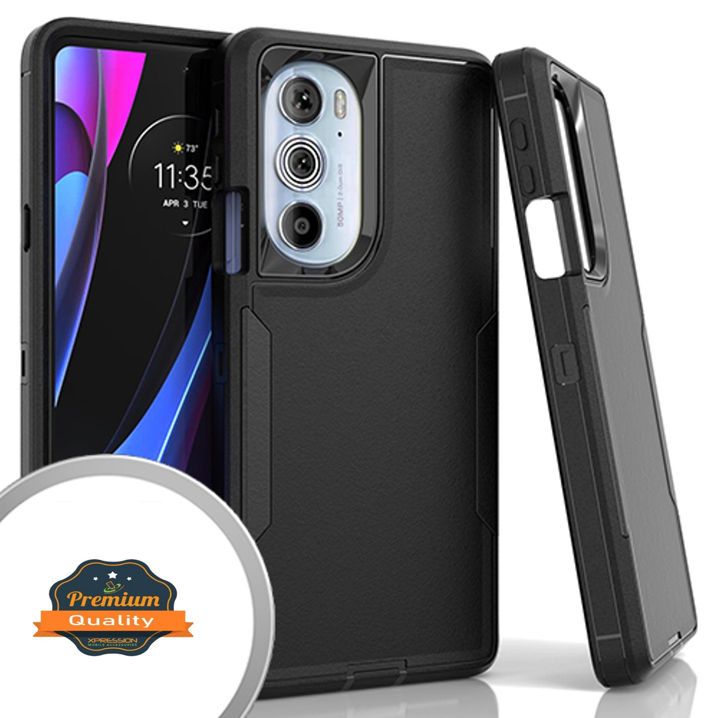 For Motorola Edge+ Plus 2022 Hybrid Slim Shockproof Rubber Hard PC Heavy Duty Hard Protective Three Layer Protection  Phone Case Cover