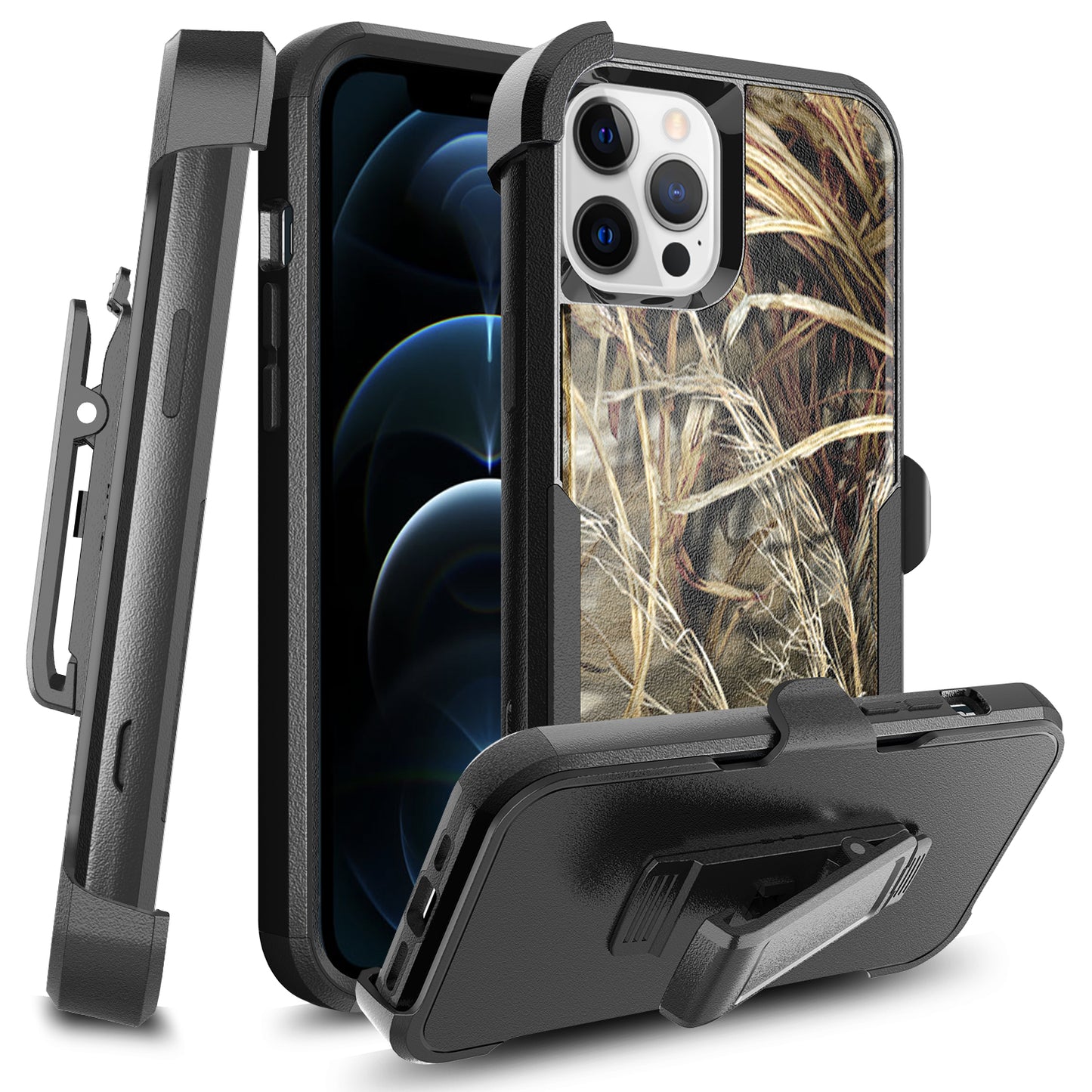 For Apple iPhone 11 (6.1") Hybrid Rugged Shockproof 3-Layer Military Durable Heavy Duty with 360 Swivel Belt Clip Kickstand & Holster  Phone Case Cover