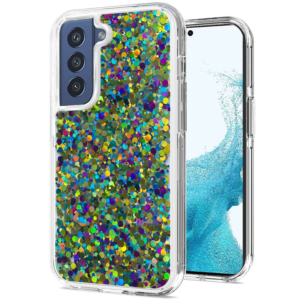 For Samsung Galaxy S22 /Plus Ultra Colorful Glitter Bling Sparkle Epoxy Glittering Shining Hybrid Hard PC Silicone Shockproof  Phone Case Cover