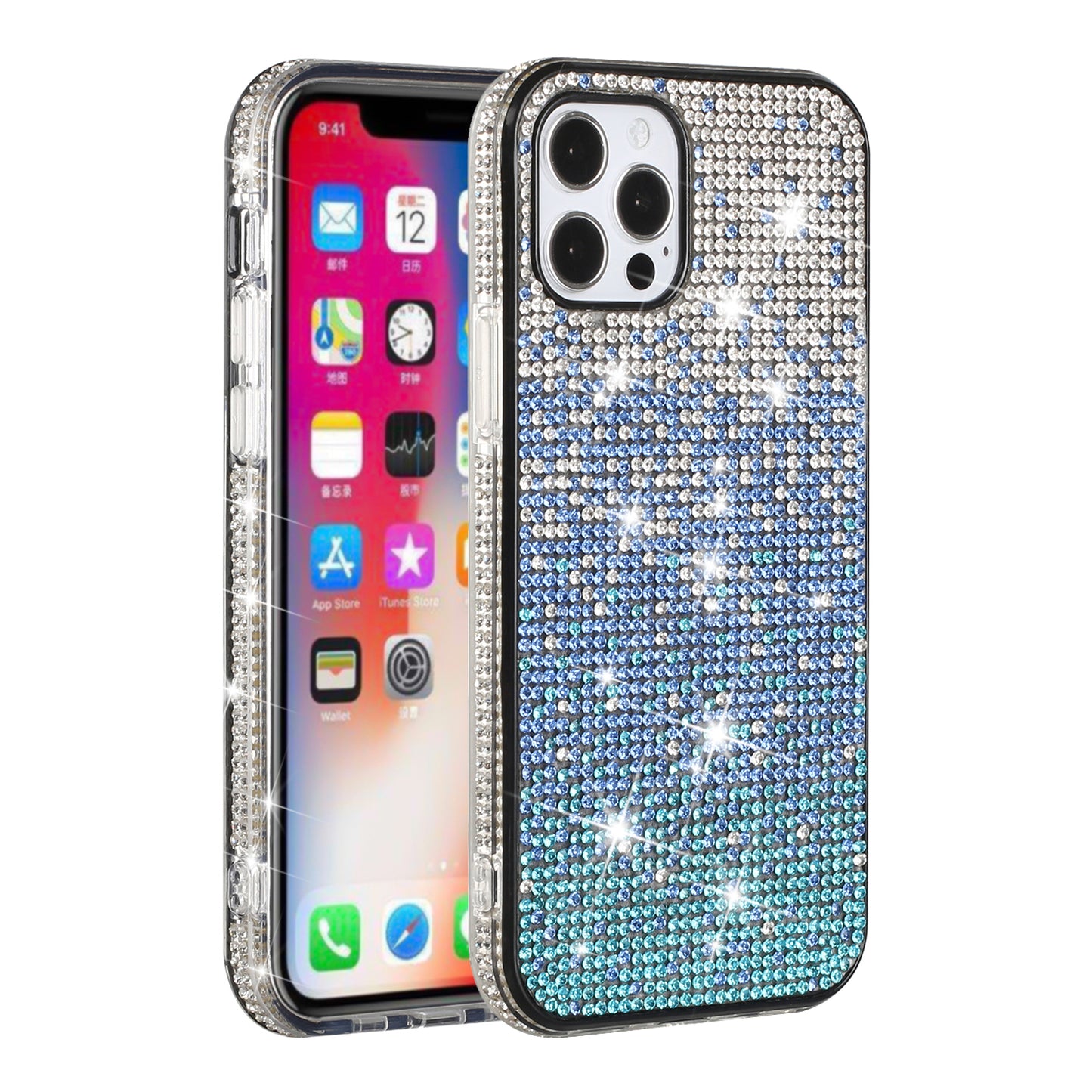 For Apple iPhone 8 Plus/7 Plus/6 6S Plus Glitter Bling Thin TPU Sparkle Diamonds Rhinestone Shiny Fashion Stones Back  Phone Case Cover