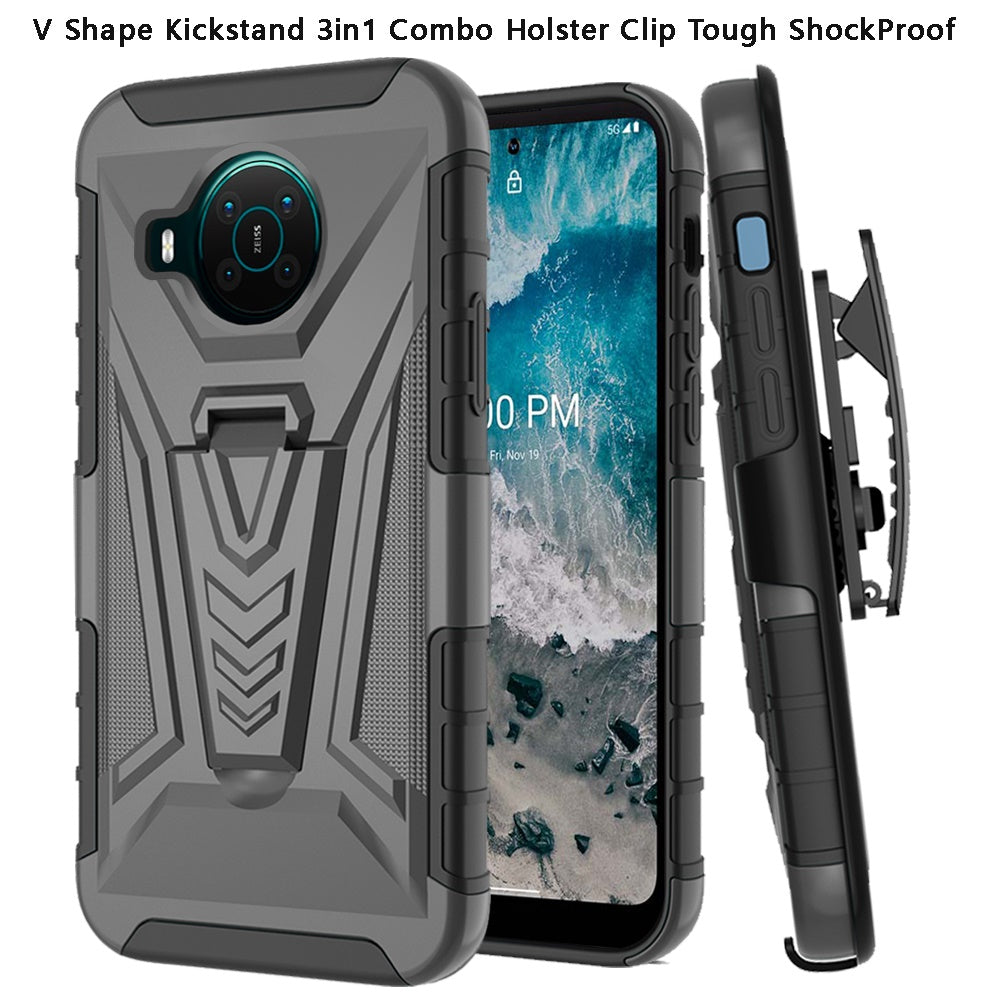 For Nokia X100 Combo 3 in 1 Rugged Swivel Belt Clip Holster Heavy Duty Tuff Hybrid Armor Rubber TPU with Kickstand Stand  Phone Case Cover