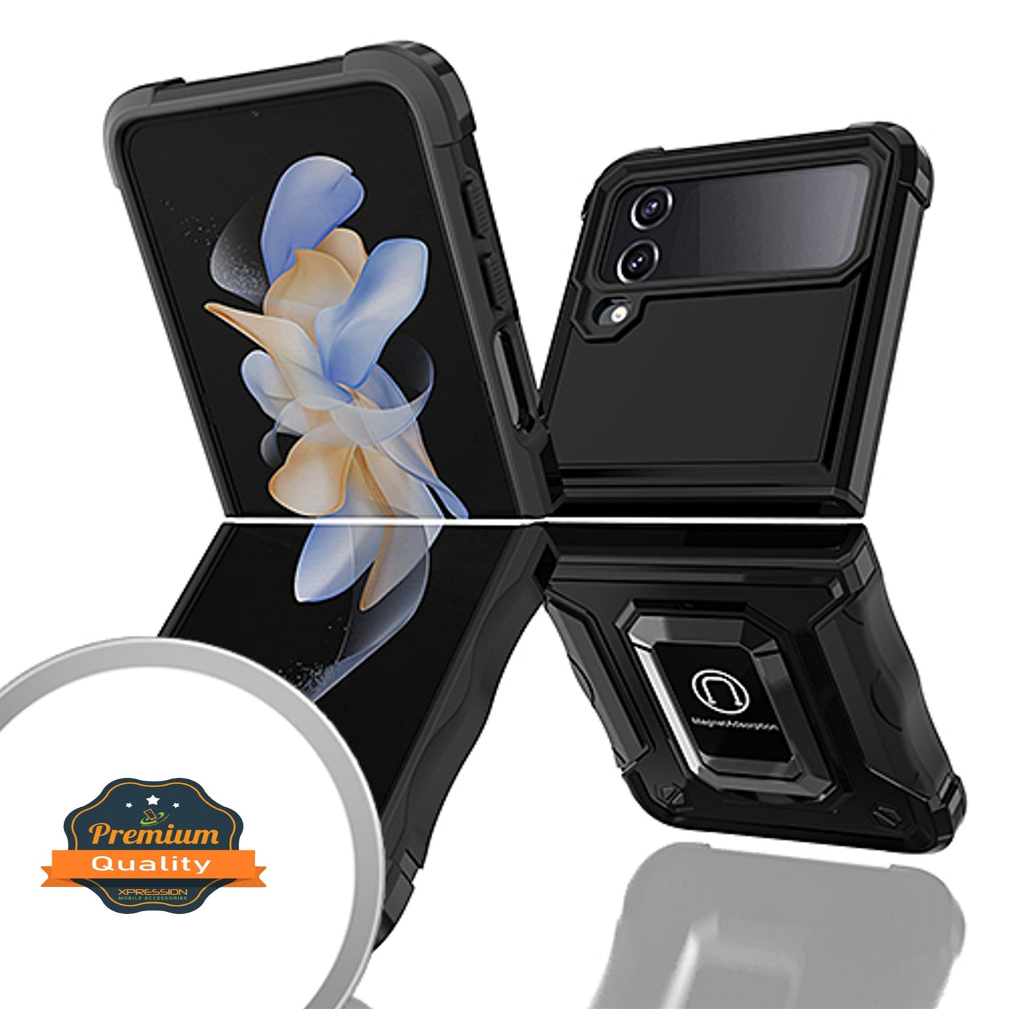 For Samsung Galaxy Z Fold 4 5G Heavy Duty Hybrid with Kickstand Ring Stand, Support Magnetic Car Mount Rugged TPU Shell  Phone Case Cover