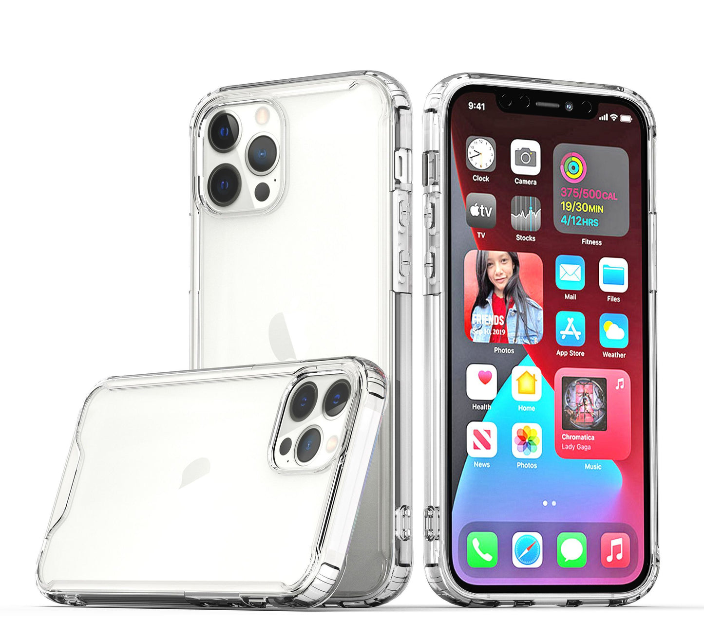 For Apple iPhone 13 Pro (6.1") Colored Shockproof Transparent Hard PC + Rubber TPU Hybrid Bumper Shell Thin Slim Protective  Phone Case Cover