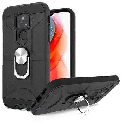 For Samsung Galaxy A42 5G Hybrid Stand Kickstand Ring Holder [360° Rotating] Armor Dual Layer Fit Magnetic Car Mount PC+TPU Black Phone Case Cover