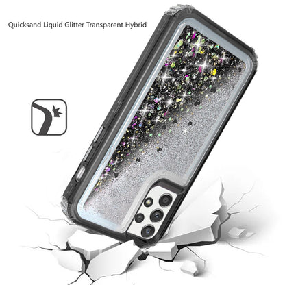 For Apple iPhone 13 Pro (6.1") Luxury Floating Glitter Case Sparkle Bling Quicksand Clear Heavy Duty Bumper Dual Layer PC Frame TPU Back  Phone Case Cover