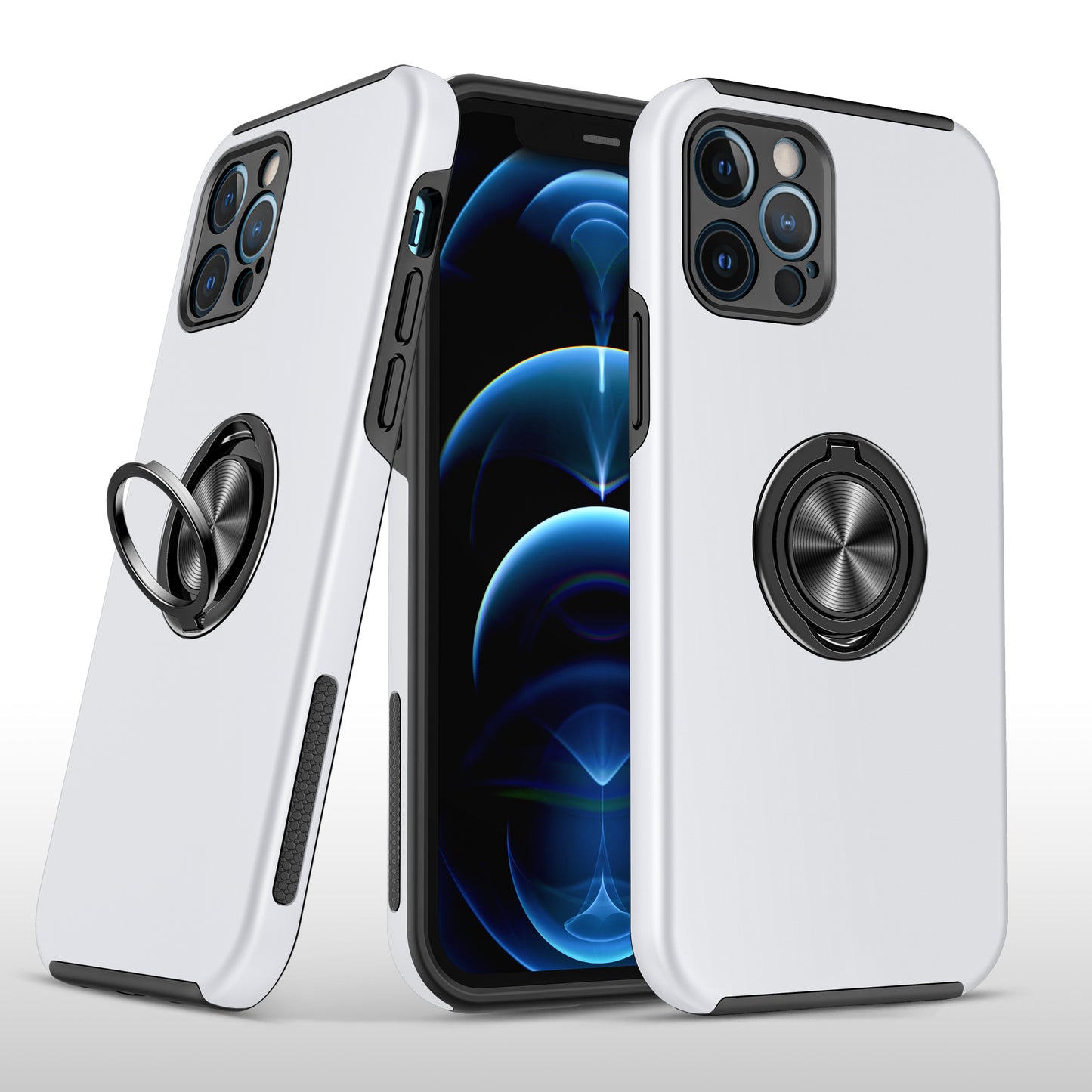 For Apple iPhone 11 (6.1") Hybrid 360 Degree Rotatable Metal Invisible Ring Stand Holder Fit Magnetic Car Mount Shockproof  Phone Case Cover