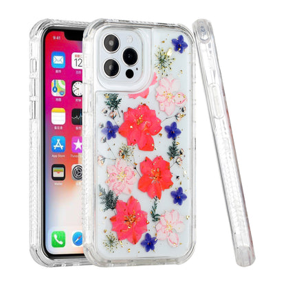 For Apple iPhone 11 (6.1") Sparkle Glitter Floral Epoxy Design Shockproof Hybrid Fashion Bling Rubber TPU  Phone Case Cover