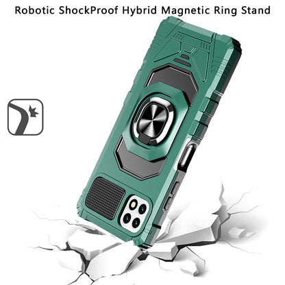 For Samsung Galaxy A23 5G Hybrid Dual Layer with Rotate Magnetic Ring Stand Holder Kickstand, Rugged PC Shockproof Green Phone Case Cover