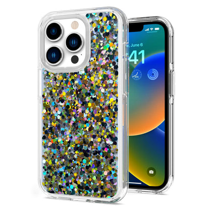 For Apple iPhone 11 (6.1") Colorful Glitter Bling Sparkle Epoxy Glittering Shining Hybrid Hard PC Silicone Shockproof  Phone Case Cover