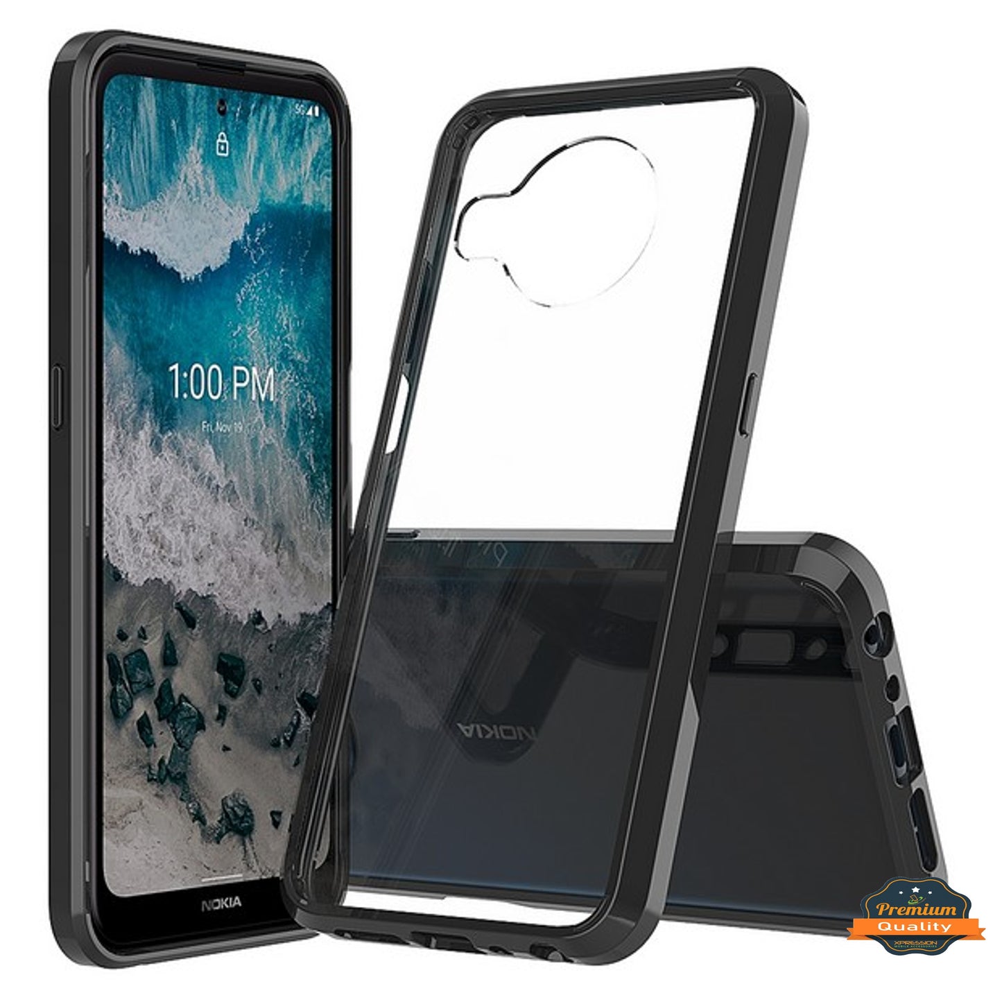 For Nokia X100 Crystal HD Clear Back Panel Hard PC + TPU Bumper Frame Hybrid Slim Thin Lightweight Shockproof  Phone Case Cover